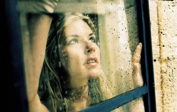 Look, girl, drops, window