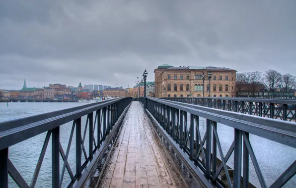 Picture bridge, the city, river, Stockholm