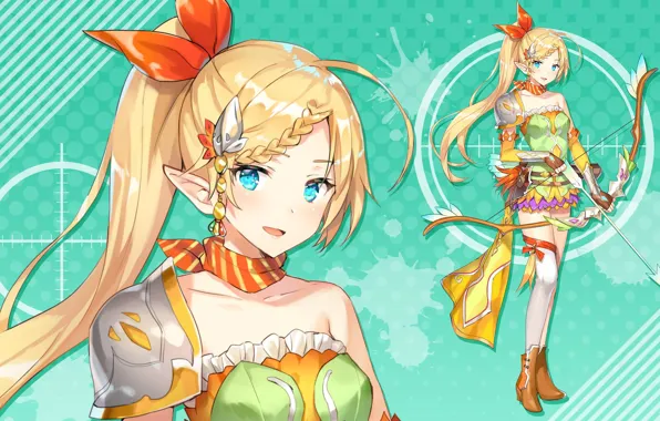 Girl, blonde, green background, Bullet Girls Phantasia