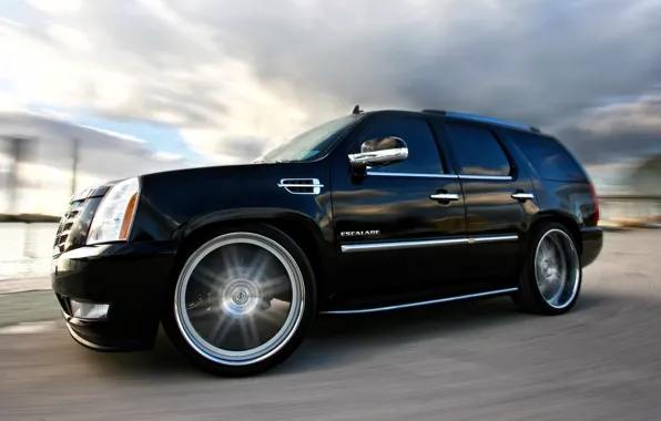 Picture Cadillac, Black, Wheel, Machine, Tuning, Speed, Turn, Car
