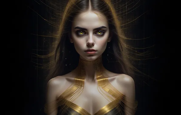 Girl, background, black background