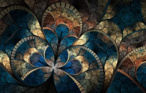 Picture mosaic, abstraction, curves, brightness, fractal pattern