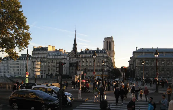 Picture France, Paris, the evening, The Rue d ' Arcole bridge