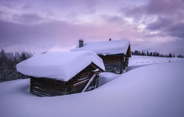 Picture winter, snow, home