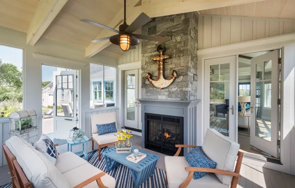 Interior, fireplace, cottage, living room