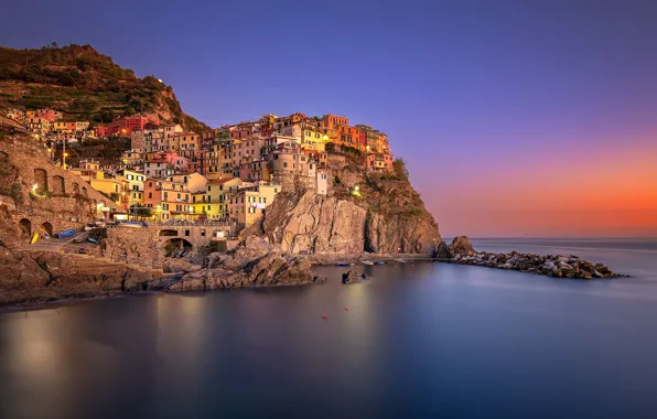 Rock, home, Italy, Manarola, The Ligurian coast