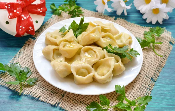 Chamomile, parsley, the dough, dumplings