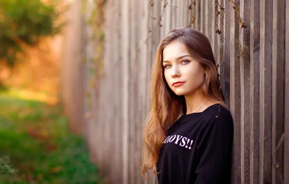 Look, model, the fence, portrait, makeup, hairstyle, red, beauty