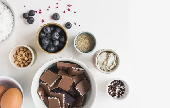Berries, chocolate, blueberries, cake, cakes, vanilla