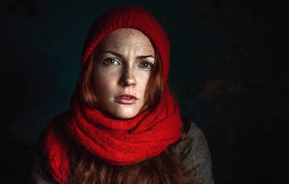 Picture Girl, Look, Red, Lips, Hat, Face, Redhead, Oksana Butovskaya