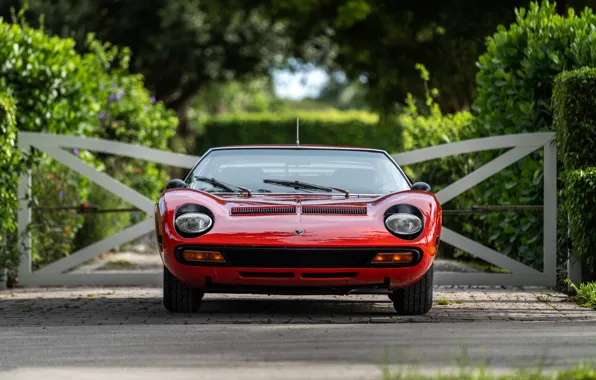 Lamborghini, 1971, red, Miura, front view, Lamborghini Miura P400 SV