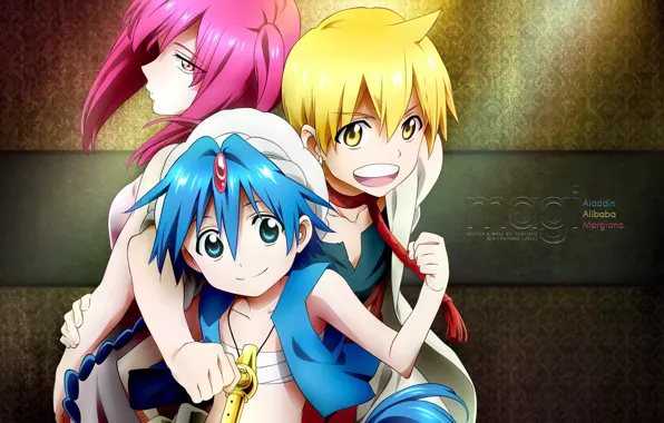 Background, three, Aladdin, Morgiana, Ali Baba Saluja, Magi: The Labyrinth of Magic