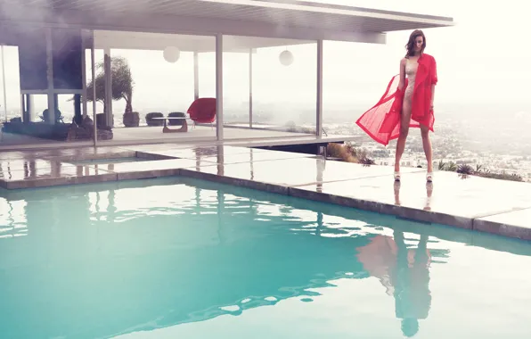 Swimsuit, girl, pool, actress, Olivia Wilde