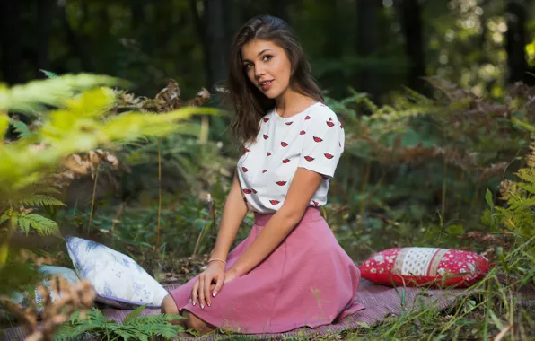 Nature, smile, hair, skirt, pillow, blanket, t-shirt, Monika Dee