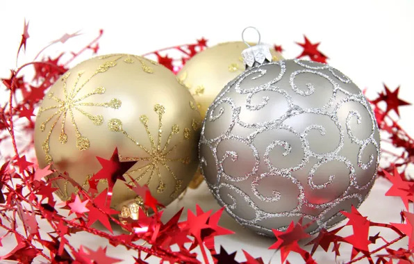 Balls, balls, patterns, toys, silver, New Year, Christmas, the scenery