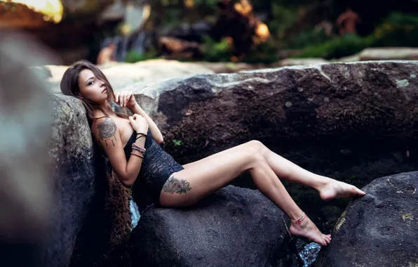 Look, nature, sexy, pose, model, makeup, figure, tattoo