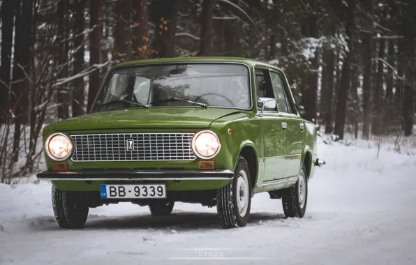 Winter, green, Lada, 2101, Penny