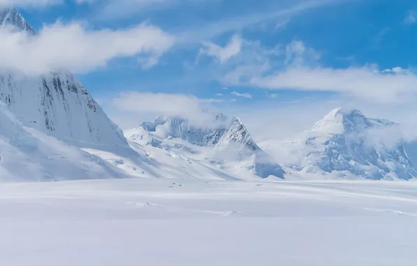 Winter, snow, mountains, nature, glacier, Antarctica