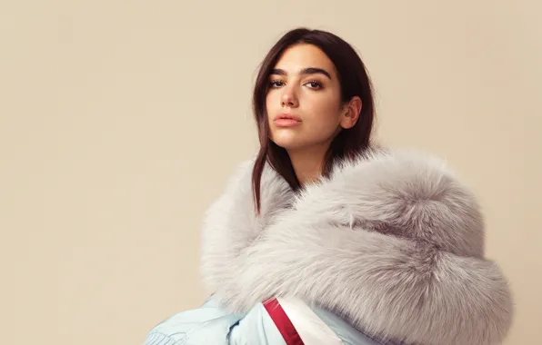 Picture look, girl, jacket, fur, Dua Lipa, Singer Latest