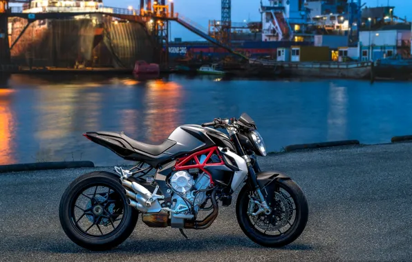 The city, port, motorcycle, MV Augusta brutale 800