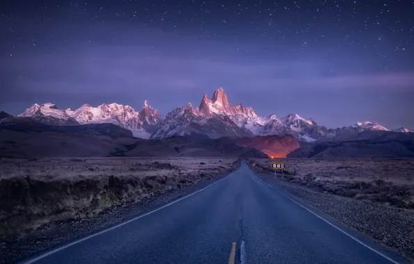Picture road, mountains, Argentina, Argentina, Patagonia, Patagonia, starry sky, Andes