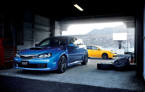 Garage, auto, Subaru Impreza WRX STI