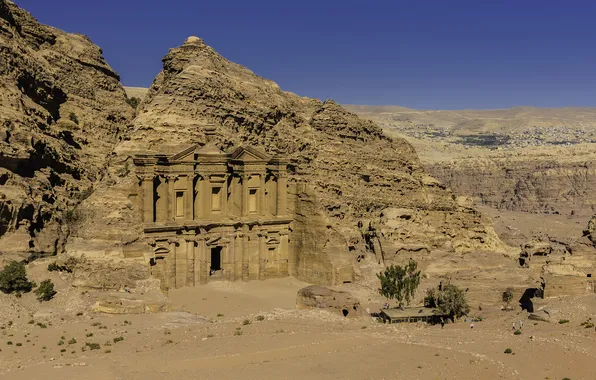 Picture the sky, rocks, Peter, the monastery, Jordan, Ad-Deir