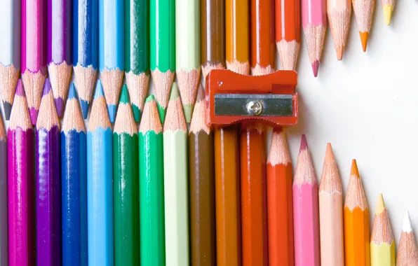 Picture BACKGROUND, WHITE, PENCILS, COLORED, LIGHTNING, SHARPENER