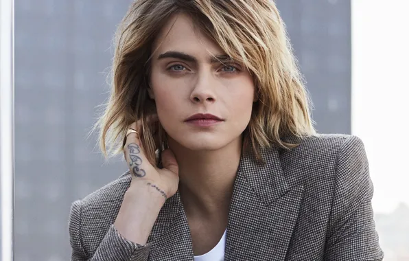 Look, girl, tattoo, jacket, Vogue, Cara Delevingne