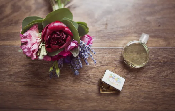 Table, tree, Flowers, structure, perfume