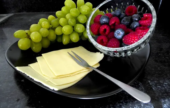 Picture berries, raspberry, cheese, blueberries, grapes, fruit