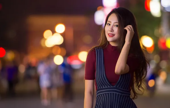 Summer, look, girl, the city, smile, street, model, the evening