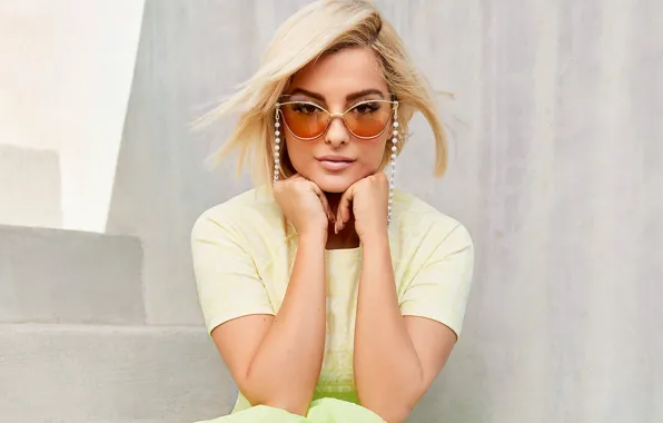 Look, girl, pose, portrait, glasses, ladder, Bebe Rexha