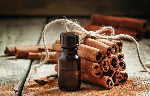 Cinnamon, bottle, cord