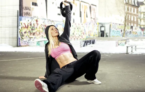 Snow, pose, street, piercing, hood, stage, fitness, muscle