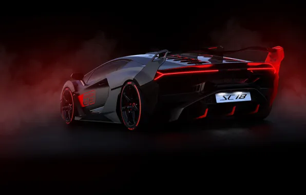Lamborghini, supercar, rear view, 2018, SC18