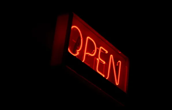 Picture background, black, neon, sign, open, open