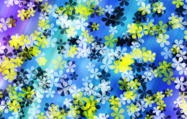 Flowers, abstraction, yellow, white