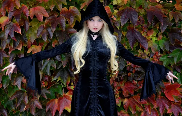 Picture girl, gothic, witch, blonde hair, Maria Amanda