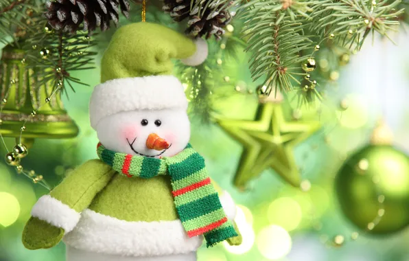 Picture stars, decoration, tree, New year, snowman, new year, bell, stars