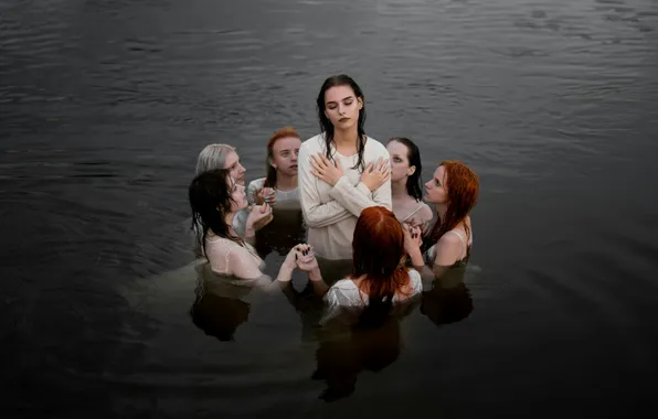 Water, girls, round, ritual