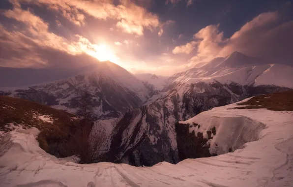 Winter, snow, mountains