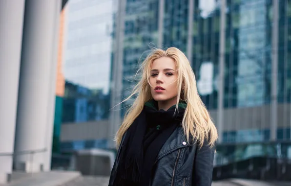 Picture look, the city, background, model, portrait, makeup, scarf, jacket