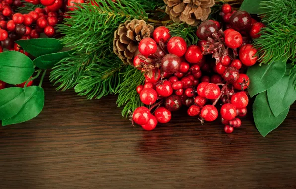 Picture leaves, berries, table, plant, tree, spruce, branch, red