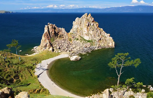 Picture rock, lake, stones, shore, coast, Baikal, rock, braid