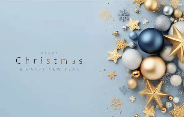 Decoration, background, balls, New Year, Christmas, golden, new year, happy