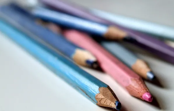 Macro, colored, pencils, stationery