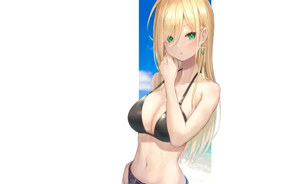 Picture girl, sexy, beach, ocean, anime, pretty, blonde, babe