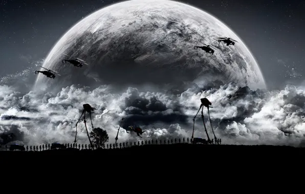 Picture dark, half-life, moon, army, troops