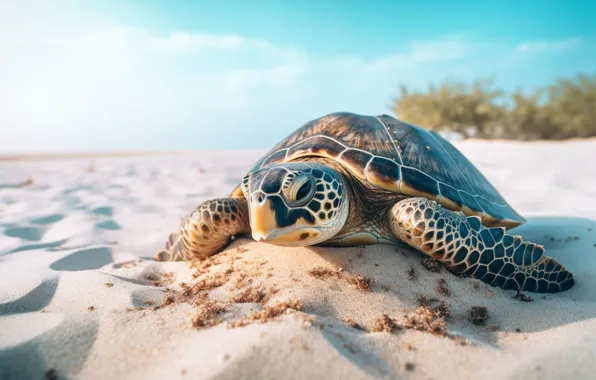 Turtle, sea turtle, sea, AI art, neural network